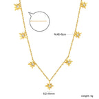 LUXUKISSKIDS Trendy Korean 5 Stars Charms Clavicle Choker Steel Fairy Woman Eight-Pointed Star with Shiny Zirconia Neck Collier