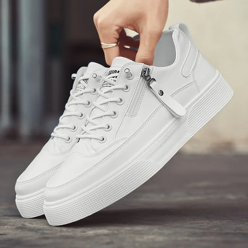 Classic Men Platform Leather Shoes Loafers Designer Trend Brand Man Flat Casual Shoes Fashion Zip Sneakers Shoes Men Mocciasins