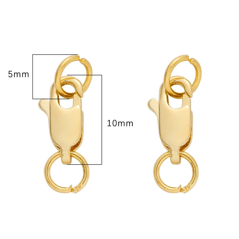 1/2 Set Copper 14K/18K Gold Plated Lobster Clasp With Open Jump Rings For Bracelet Necklace Chains Connectors DIY Jewelry Making