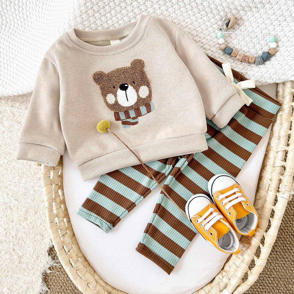 Baby Boy Clothes Winter Autumn Infant Suit Sets Girl Long-Sleeved Cute Bear Top Pants Kids Children 0-3 Years Toddler Outfits