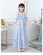 2025 fashion new Summer Teenager Girl Princess Kids Dresses Sleeveless Floral Vestidos Clothes mesh costume 6 8 9 10 12 14 Year