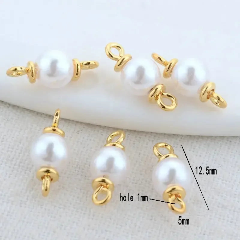 5mm 6mm 8mm 14k Gold Color Plated Brass Pearl Connector High Quality Diy Jewelry Accessories