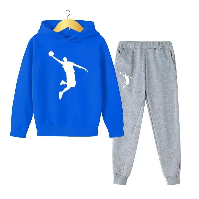 Autumn and Winter Children's Fashion Sports Hoodie+Pants Set for Boys and Girls Aged 4-14, Casual and Comfortable 2-piece Set