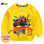 Children Clothes for Boys Sweatshirt Personalized Name Birthday Blaze Shirt Long T Shirt Girl Clothing Kids Toddler Fall Hoodie