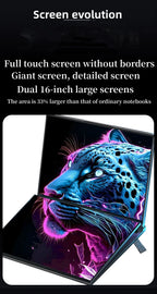 GLF-S1 laptop 16+16 inch Big Dual Screen Intel i5-12450H laptop computers camera Windows 11 DDR4 M.2 2280 2TB WIFI dual notebook