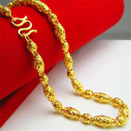 Plated 100% Pure 18K Gold Real Necklace Gold Necklace Domineering Fashion Trendy 24K 999 Men's Gold Necklace Pendant Gifts