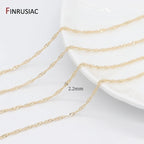 14K Real Gold Plated 1.3mm Thin Chain For DIY Jewelry Making, Wholesale Brass Chains Accessories Findings