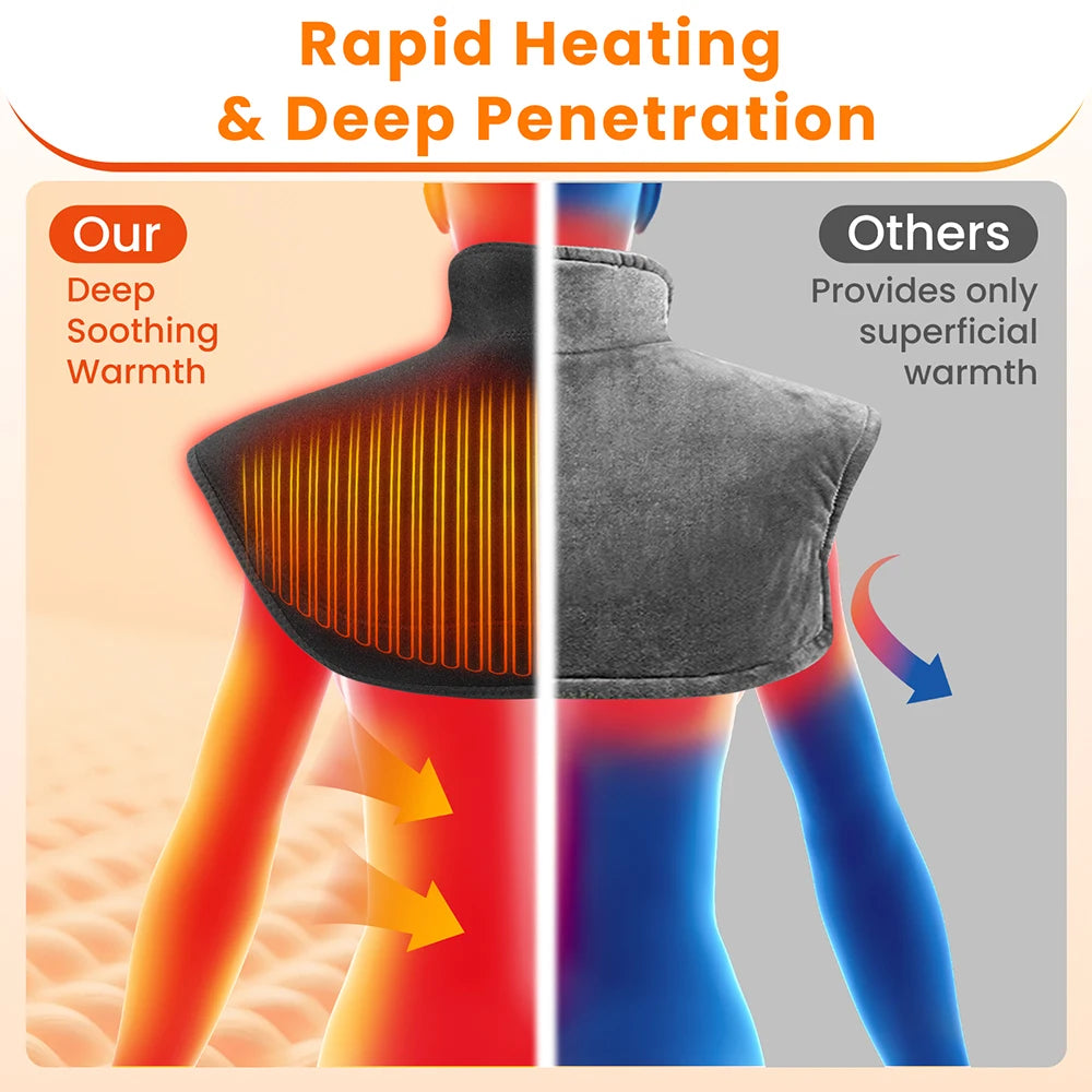 Cordless Heating Shoulder Neck Pad With Ajustable 4 Level Heated 5 Level Timer Electric Shoulder Neck Hot Compress Warm Winter