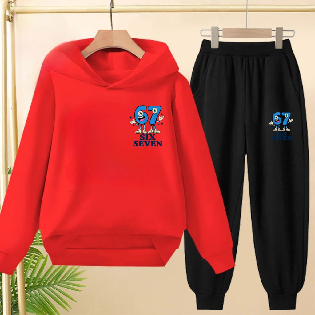 Kids Leisure Clothes Boy Girls Spring Hoodie 67 six seven Print Graphic Children Clothing 3 To 12 Age Comfortable Sportswear Set