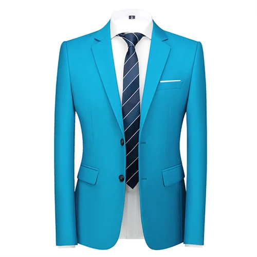 New Men Pure Color Formal Business Social Office Suit Slim Fit Jacket Male Wedding Dance Party Tuxedo Dress Simple Blazers Homme
