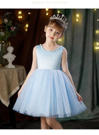 2-10 Years Girls Princess Dress Summer Tulle Big Bow Girls Wedding Dress Piano Performance Costume Host Costume New Kids Clothes