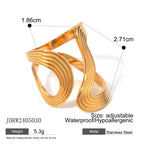 Uworld 5PCS Textured Earrings Heart-Shaped Linear Stacked Rings Gold Color Clothing Matching Jewelry As A Gift For Her ﻿