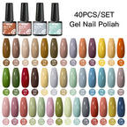 Mtssii 20/40/60Pcs Nail Gel Polish Set Kit Nude Pink Glitter Nail Art UV Gel Manicure Set Vernis Semi Permanent Base Top Coat