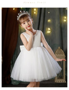2-10 Years Girls Princess Dress Summer Tulle Big Bow Girls Wedding Dress Piano Performance Costume Host Costume New Kids Clothes