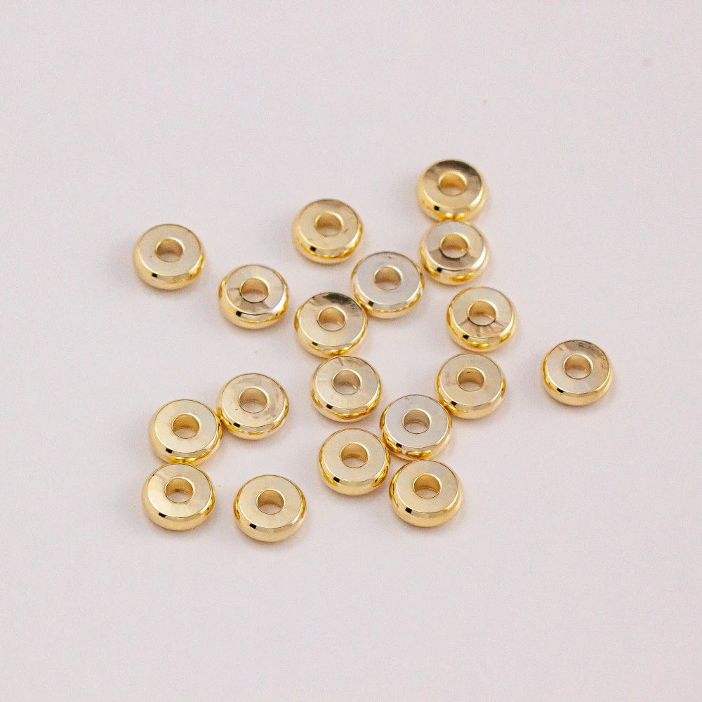 Round Ring Beads 14K Gold Color Plated Pendant Necklace Bracelet Earring Accessories DIY Handmade Jewelry Components 20pcs