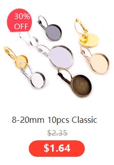 10pcs/ lot 10mm,12mm,14mm,16mm,18mm,20mm, Bright Silver Plated Copper Cufflink Base Cuff Link Settings Cabochon Cameo Base