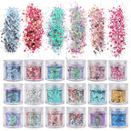 Holographic Glitter set 4 different shines Nail Sequins 10 grams each jar Holographic Cosmetic Festival Chunky Glitters Sequins