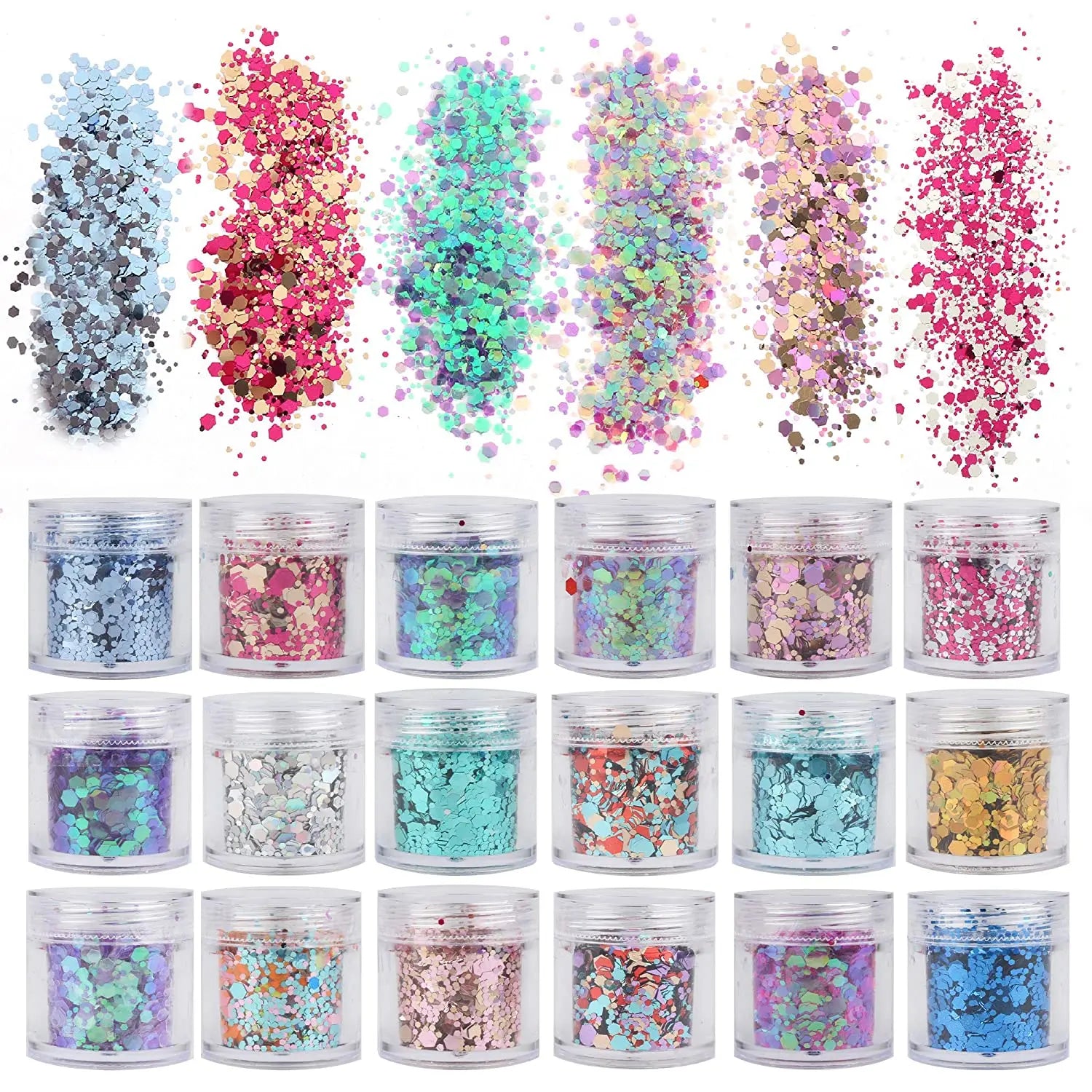 Holographic Glitter set 4 different shines Nail Sequins 10 grams each jar Holographic Cosmetic Festival Chunky Glitters Sequins