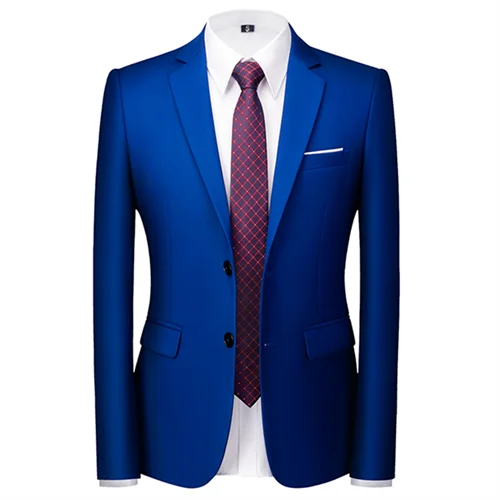 New Men Pure Color Formal Business Social Office Suit Slim Fit Jacket Male Wedding Dance Party Tuxedo Dress Simple Blazers Homme