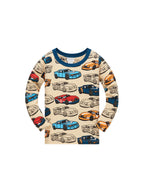Children's clothes 100% Cotton Pajama Set for boys,  fully printed Cartoon car  Children's sleepwear Set for 1-8 Years