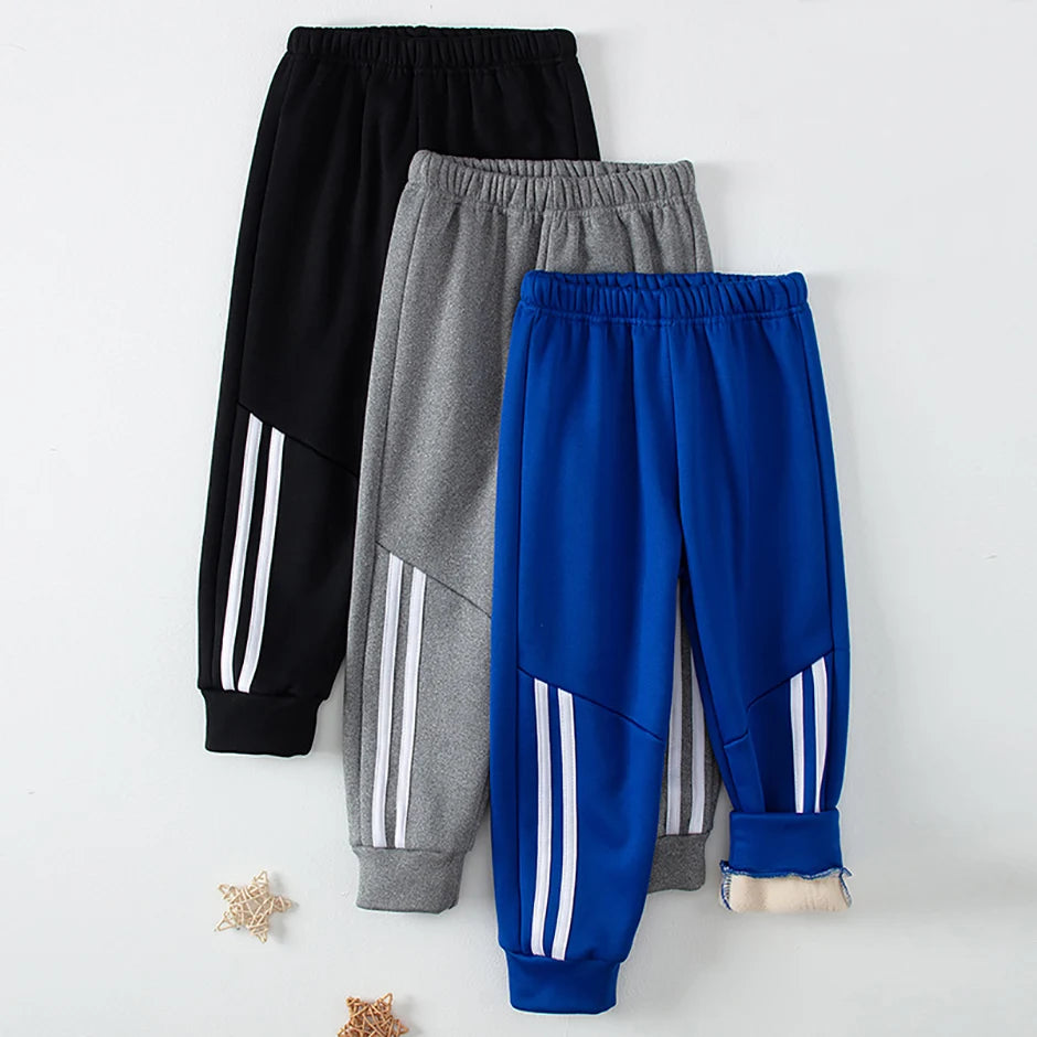 1/3 Piece Set Autumn And Winter Children's Mmulti-color Sports Thick Sweatpants For Boys And Girls With Plush Warm Casual Pants