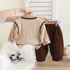 Children Boy Clothes Sets Autumn High Quality Fashion Knitted Vest Shirt+Pants 3pc Suits Kids Boys College Style Casual Clothing