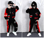 2025 autumn winter children Boy Clothes Teenager tracksuit letters Hooded Top Shirts Sweatshirt + Ankle-tie Pant 8 10 11 12 year