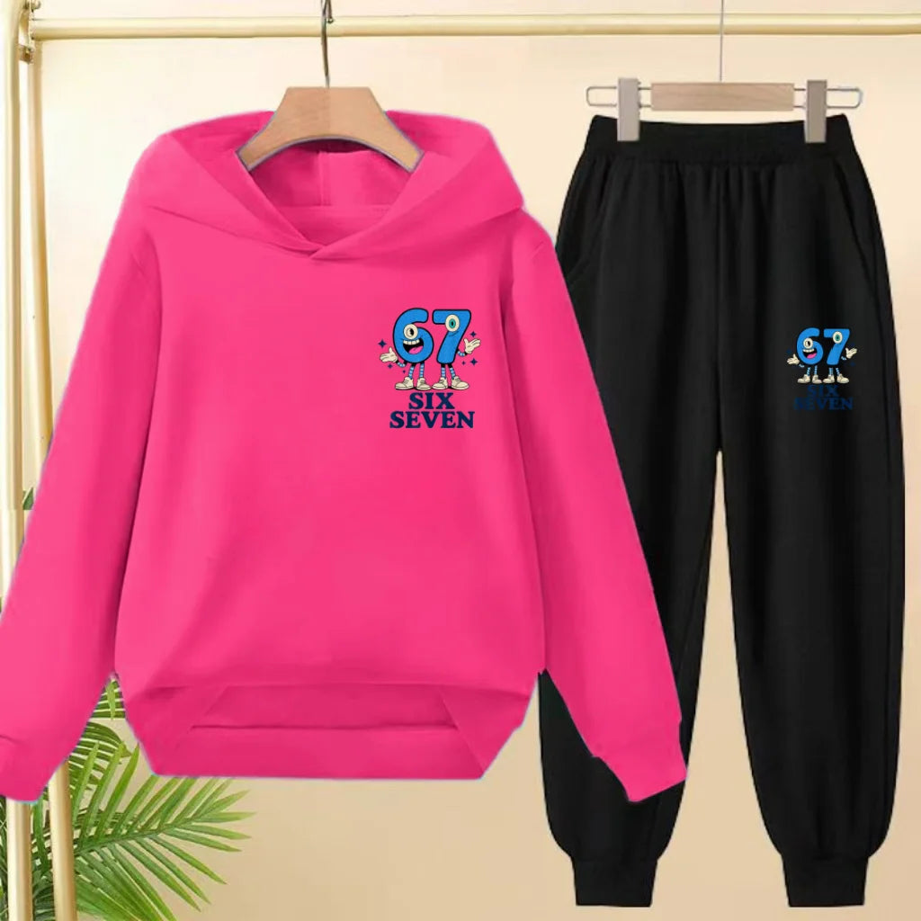Kids Leisure Clothes Boy Girls Spring Hoodie 67 six seven Print Graphic Children Clothing 3 To 12 Age Comfortable Sportswear Set