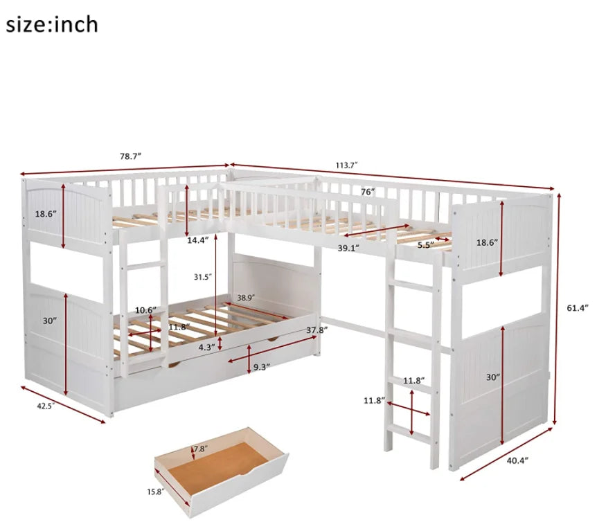 -For Modern  Wood Storage Children Three Bunk Bed Triple Bunk Bed for Kids Bedroom Furniture Muebles De Dormitorio Bedroom Set&