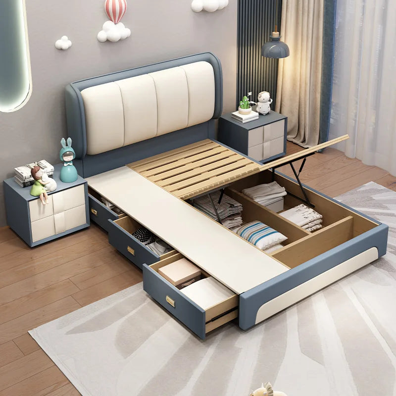 Upholstered Bedroom Bed Cute Aesthetic Children Single Bed Nightstands French Frame Muebles Para El Hogar Home Accessories