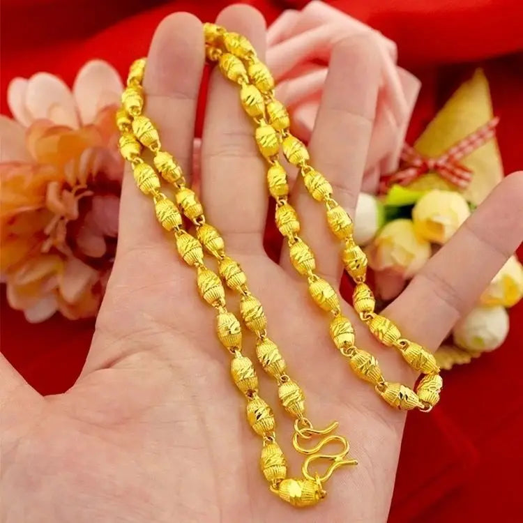 Plated Color 18K Gold Real Gold Necklace Gold Necklace Domineering Fashion Trendy 24K 999 Men's Gold Necklace Pendant Gifts