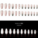 24Pcs Press on Nails Long with Designs Pink Rhinestones False Fake Nails Press On Coffin Artificial Nails for Women Stick on