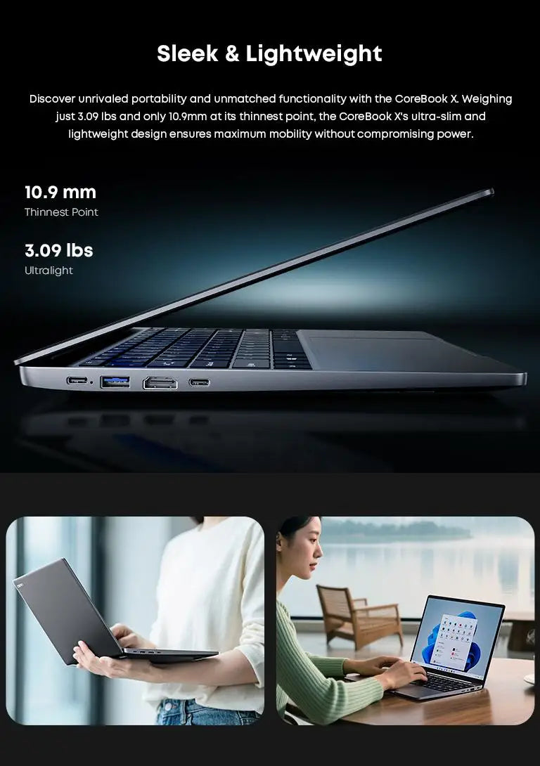 CHUWI CoreBook X Gaming Laptop 14.1 inch 2K IPS Screen AMD R5-7430U 16GB DDR4 RAM 512GB SSD Windows 11 Wifi6 Notebook Computer