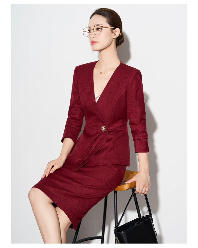 ZJYT Autumn 2025 Women Blazer Skirt Suit 2 Pieces Matching Sets Korean Fashion Office Lady Outfit Business Commuter Work Wear