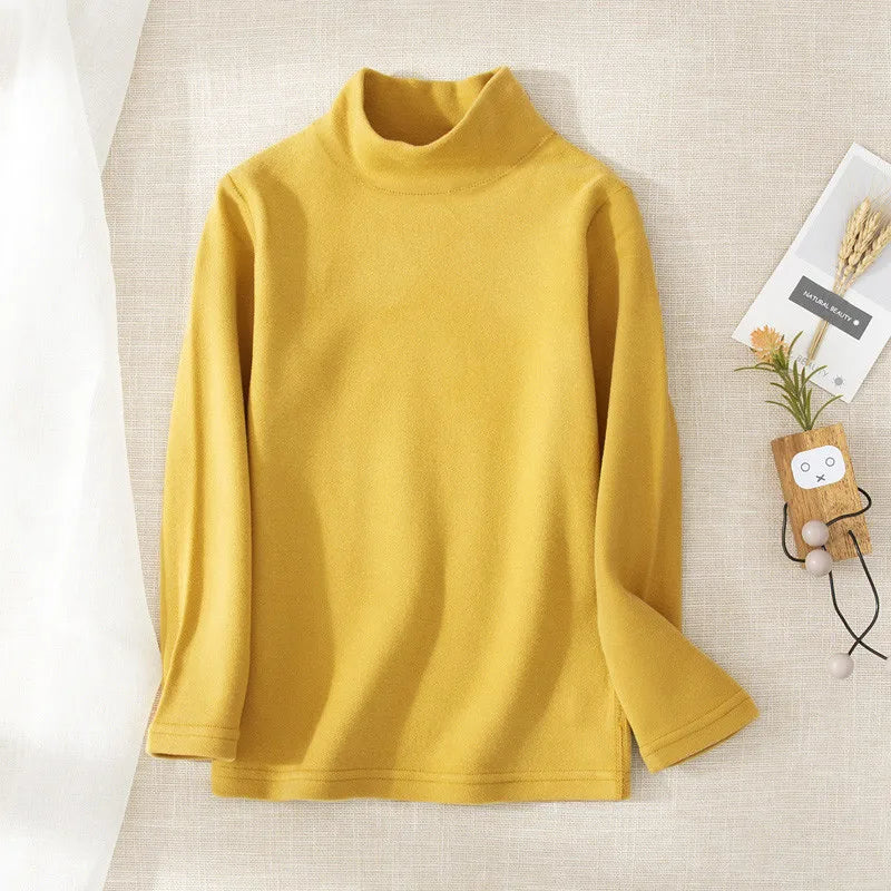Children Half High Collar German Velvet Base Shirt  Autumn Winter Inner Wear Top Kid's Clothing Warmth Long Sleeves T-shirt