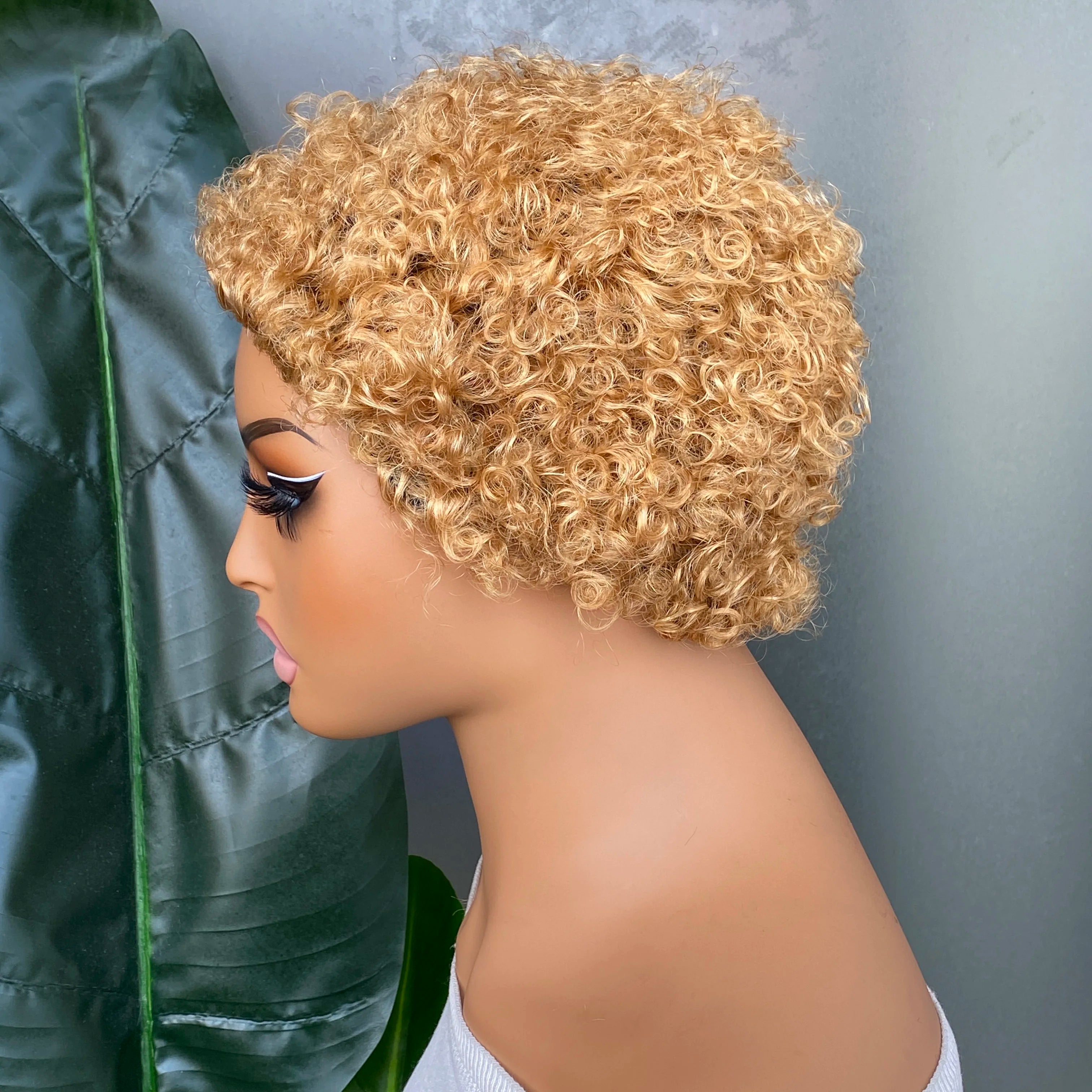 Machine Made Human Hair Wigs for Women Deep Curly Pixie Daily Party Use Remy Wig