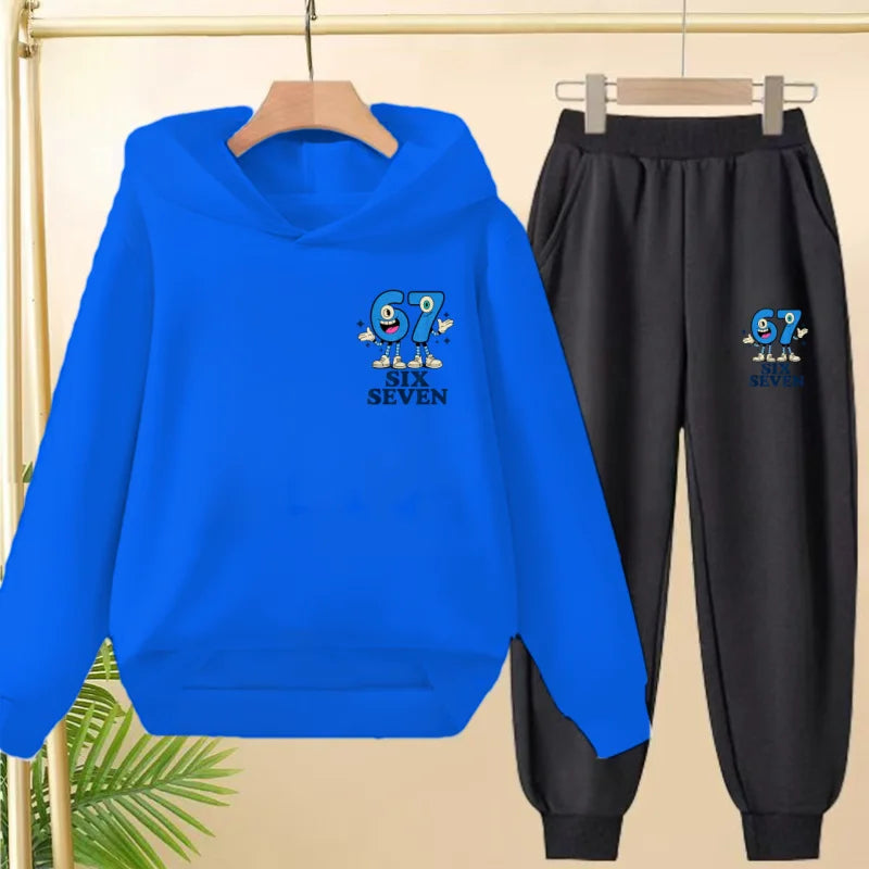 Kids Leisure Clothes Boy Girls Spring Hoodie 67 six seven Print Graphic Children Clothing 3 To 12 Age Comfortable Sportswear Set