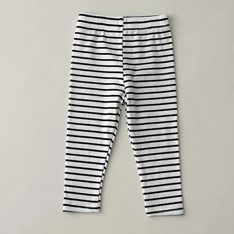 Baby clothes 0-6 year old children's pants striped cotton girls solid color leggings casual striped thin new boys elastic pants