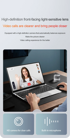 14.1" Slim Bezel Laptop Intel N3700 16GB RAM 1TB SSD Win11 Lightweight Office Entertainment Notebook