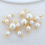 5mm 6mm 8mm 14k Gold Color Plated Brass Pearl Connector High Quality Diy Jewelry Accessories