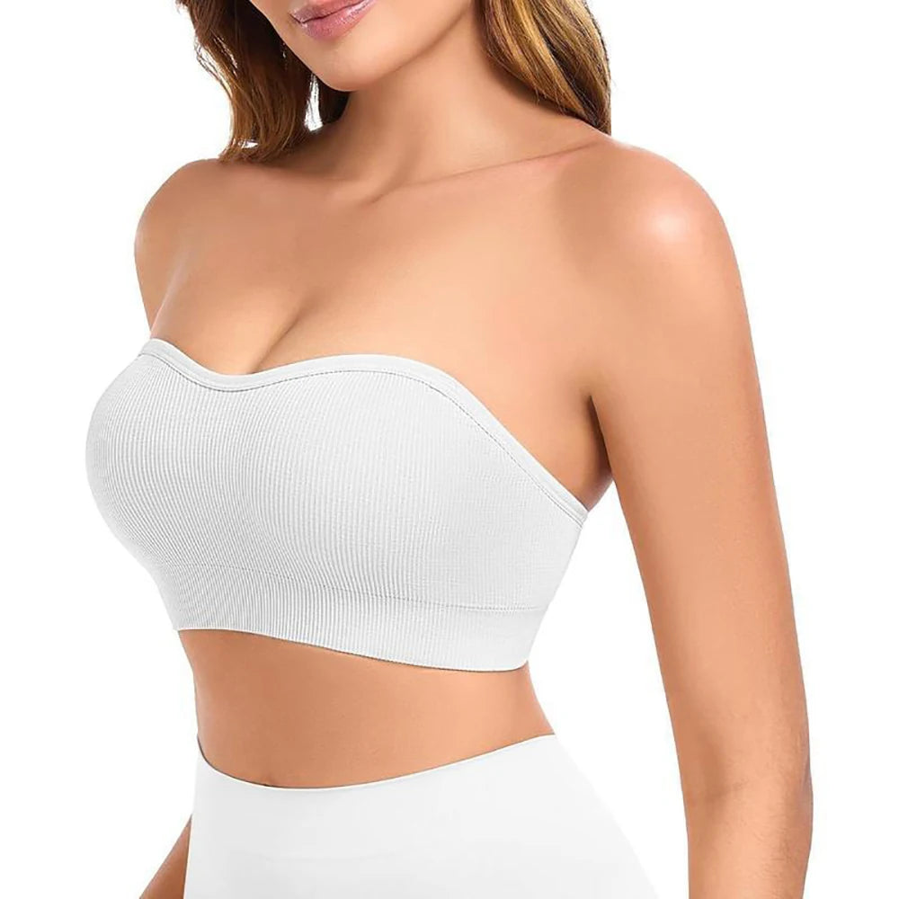 Push Up Strapless Bras For Women Supportive Bandeau Bra Non Slip No Underwire Padded Tube Tops Comfort Soft Wireless Daily Bras