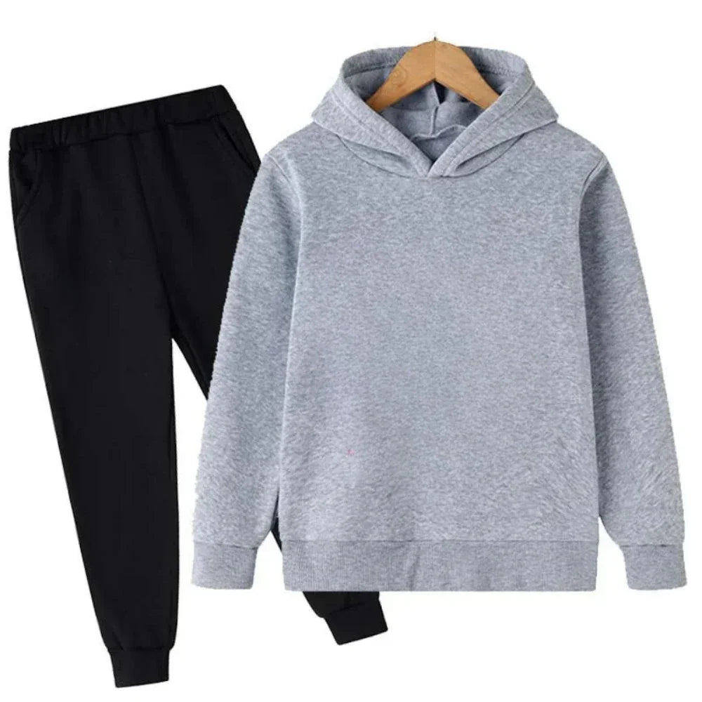 Autumn and Winter Children's Fashion Sports Hoodie+Pants Set for Boys and Girls Aged 4-14, Casual and Comfortable 2-piece Set