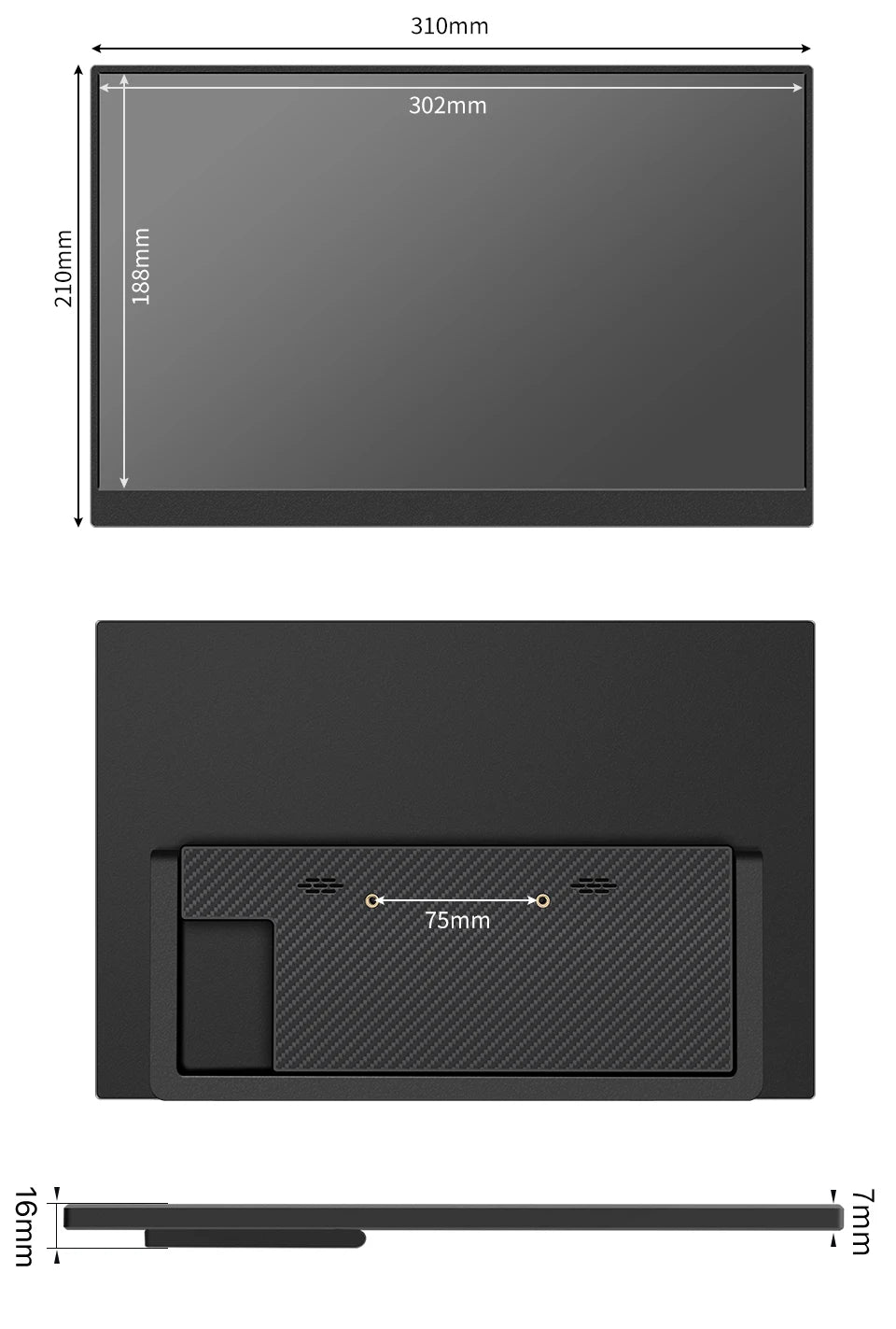 14" Full HD Portable Monitor 100%SRGB 16:10 for Suitable for laptop expansion dual screen solution for Enhanced Productivity
