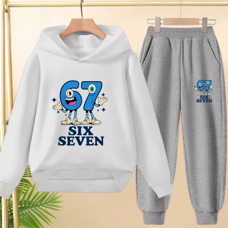 Kids Leisure Clothes Boy Girls Spring Hoodie 67 six seven Print Graphic Children Clothing 3 To 12 Age Comfortable Sportswear Set