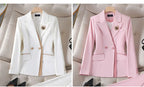 Women's Winter Retro Casual Irregular Suit Jacket Half Skirt Set Commuting Solid Double Breasted Suit Half Skirt Two-piece Set