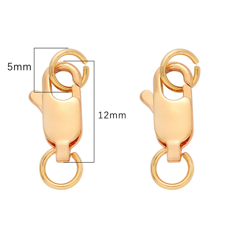 1/2 Set Copper 14K/18K Gold Plated Lobster Clasp With Open Jump Rings For Bracelet Necklace Chains Connectors DIY Jewelry Making