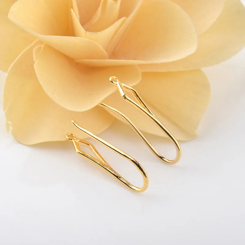 (1941) 20MM 24K Gold Color Plated Carved Earring Hook Jewerly Making Diy Jewelry Findings Accessories