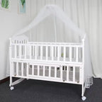 New 3 in 1 White Solid Wood Kids Cribs Adjisuable Wooden Baby Cot Bed With Net for New Born
