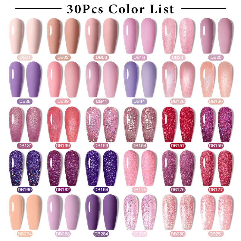 Mtssii 20/40/60Pcs Nail Gel Polish Set Kit Nude Pink Glitter Nail Art UV Gel Manicure Set Vernis Semi Permanent Base Top Coat