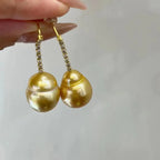 Customized 14K/18K Read Gold Set South Sea Golden Baroque Pearl Jewelry Bespoke Genuine Diamond One Of A Kind High Fine Jewelry